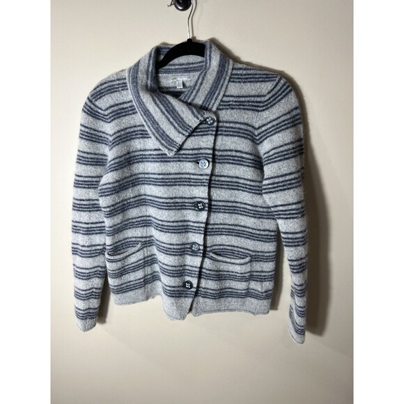 Horny Toad Women's Large Gray Boiled Wool Angora Nylon  Sweater Jacket - Picture 1 of 14